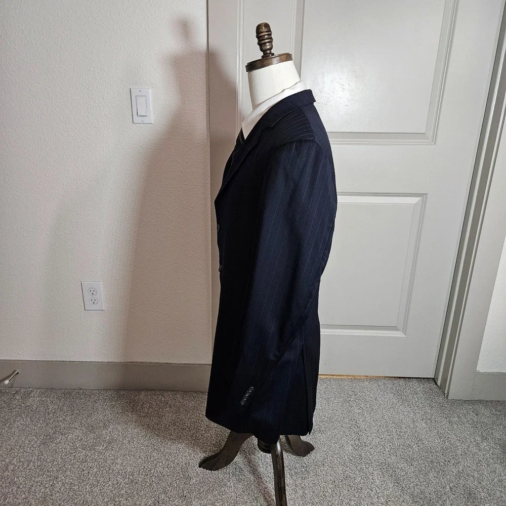 Burberry 42L Wool Suit Blazer Jacket‎ Men Navy Striped